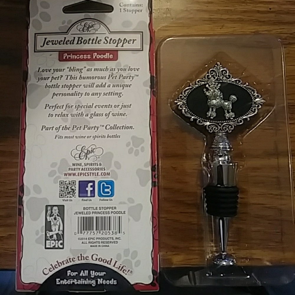 Jeweled poodle wine bottle stopper